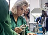Sophie, the jeweller! Duchess of Edinburgh tries her hand at polishing gemstones as she visits local family business on five-day tour of Zambia