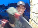 Moment thug is caught on doorbell camera threatening elderly woman with knife after she filmed him fly-tipping