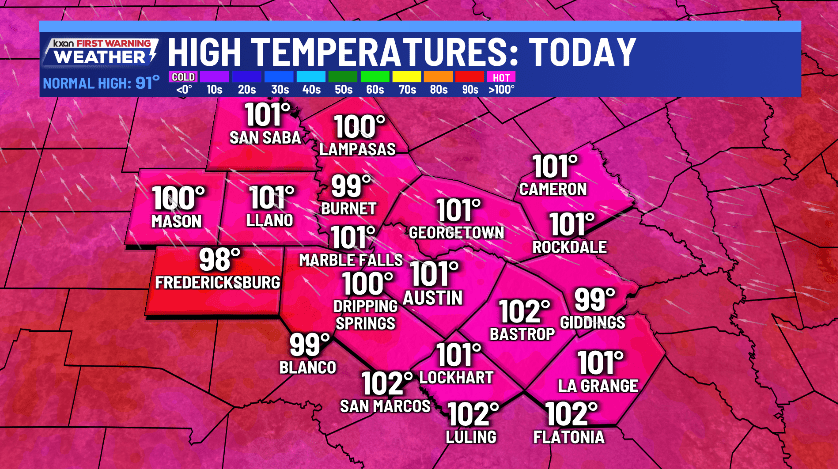 Nearing record heat (again) with minimal rain