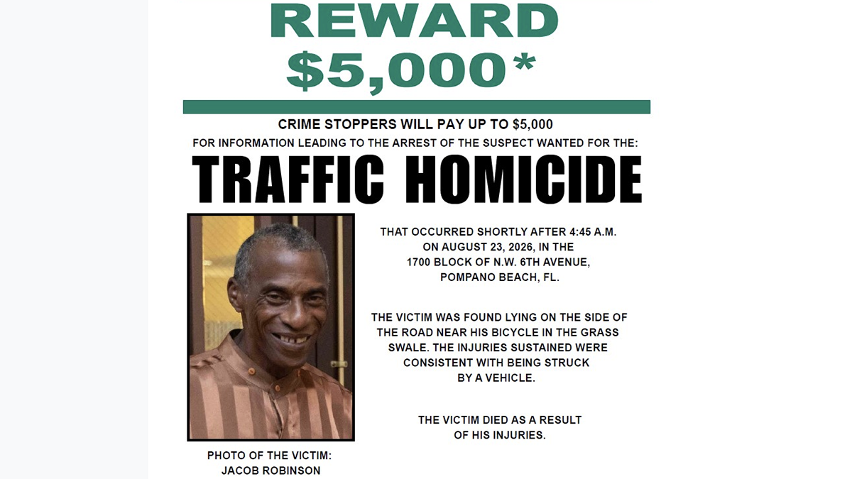 BSO searching for hit-and-run driver who killed 71-year-old bicyclist in Pompano Beach