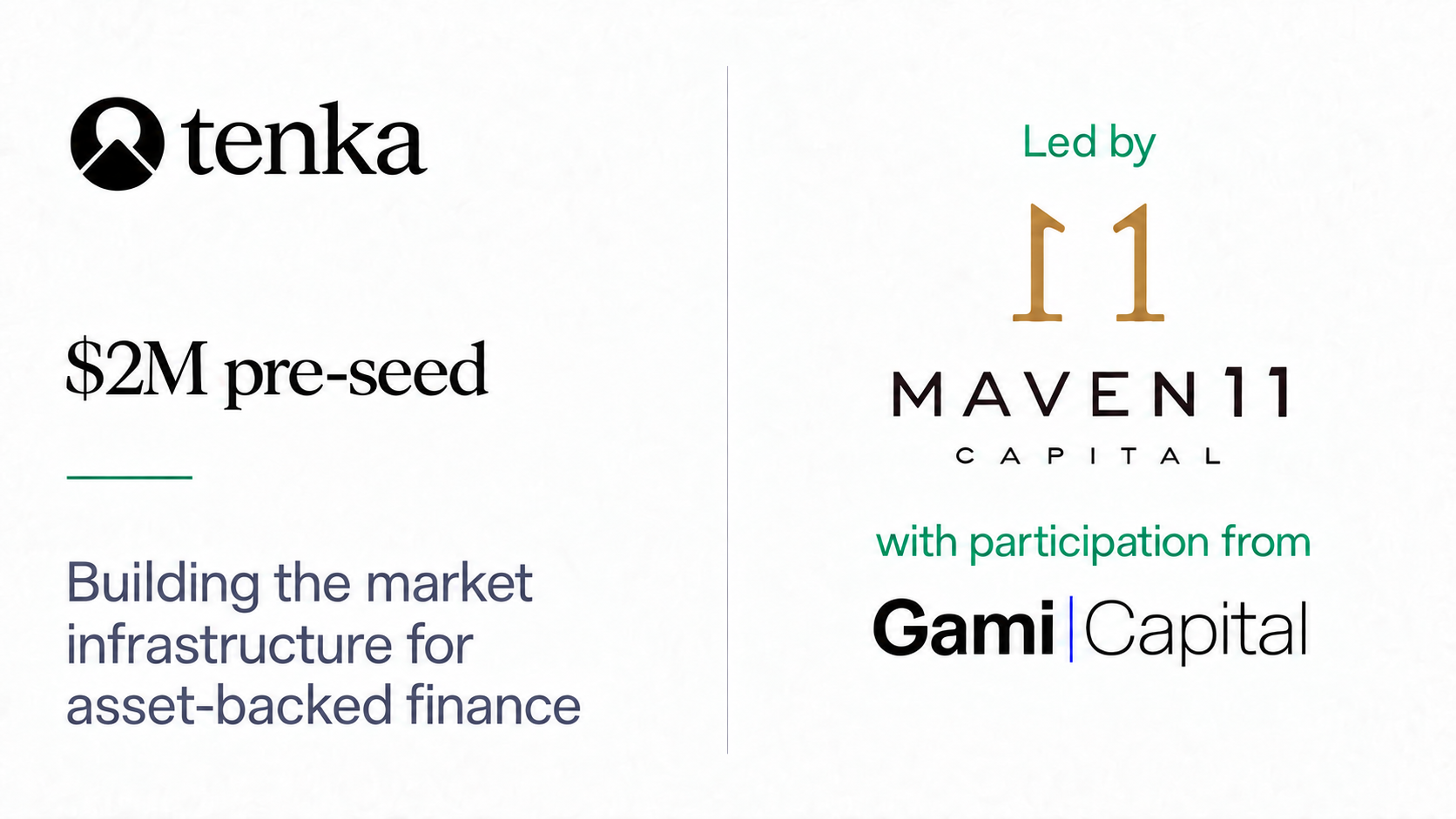 Tenka Announces Pre-Seed Round Led by Maven 11 to Build Market Infrastructure for Asset-Backed Finance