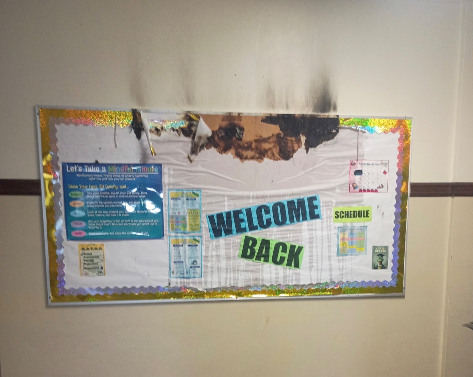 A 12-year-old girl set a bulletin board on fire at Grant Middle School, police say