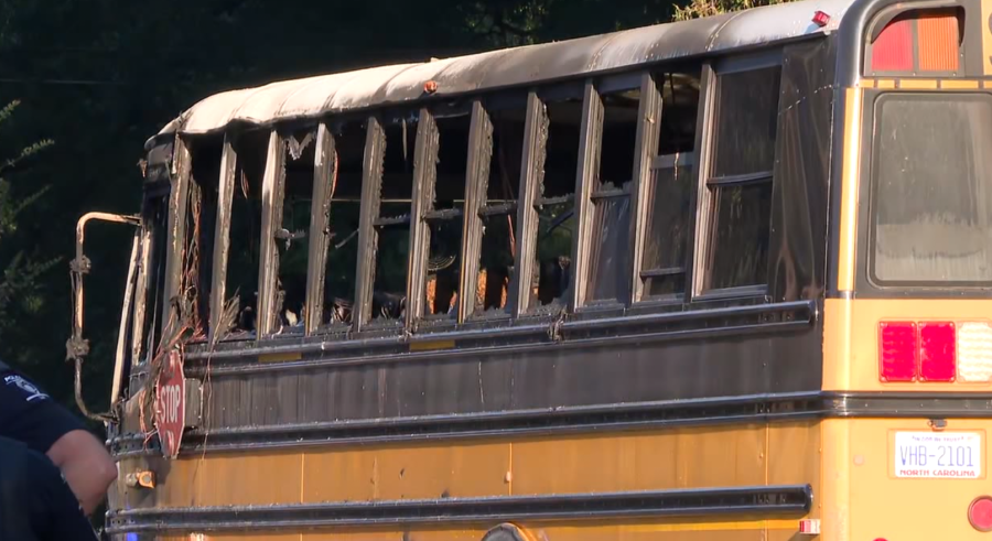 Overheated engine causes school bus fire in west Charlotte