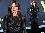 Sharon Horgan, 56, turns up the heat in a daring sheer black lace dress as she poses at the New York premiere of major HBO new series Youth