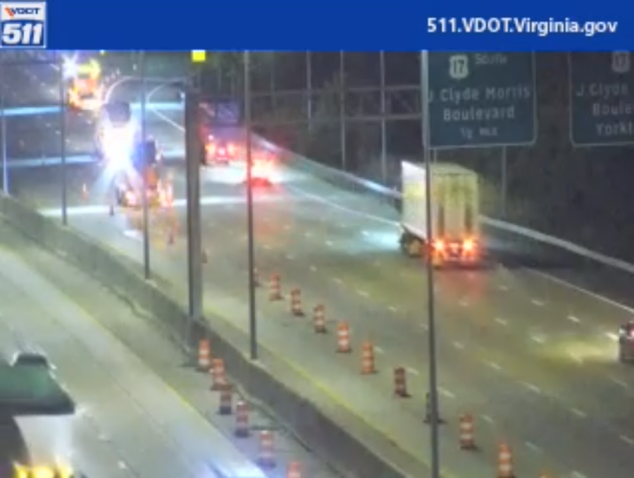 All I-64 westbound lanes closed near J. Clyde Morris Boulevard following crash