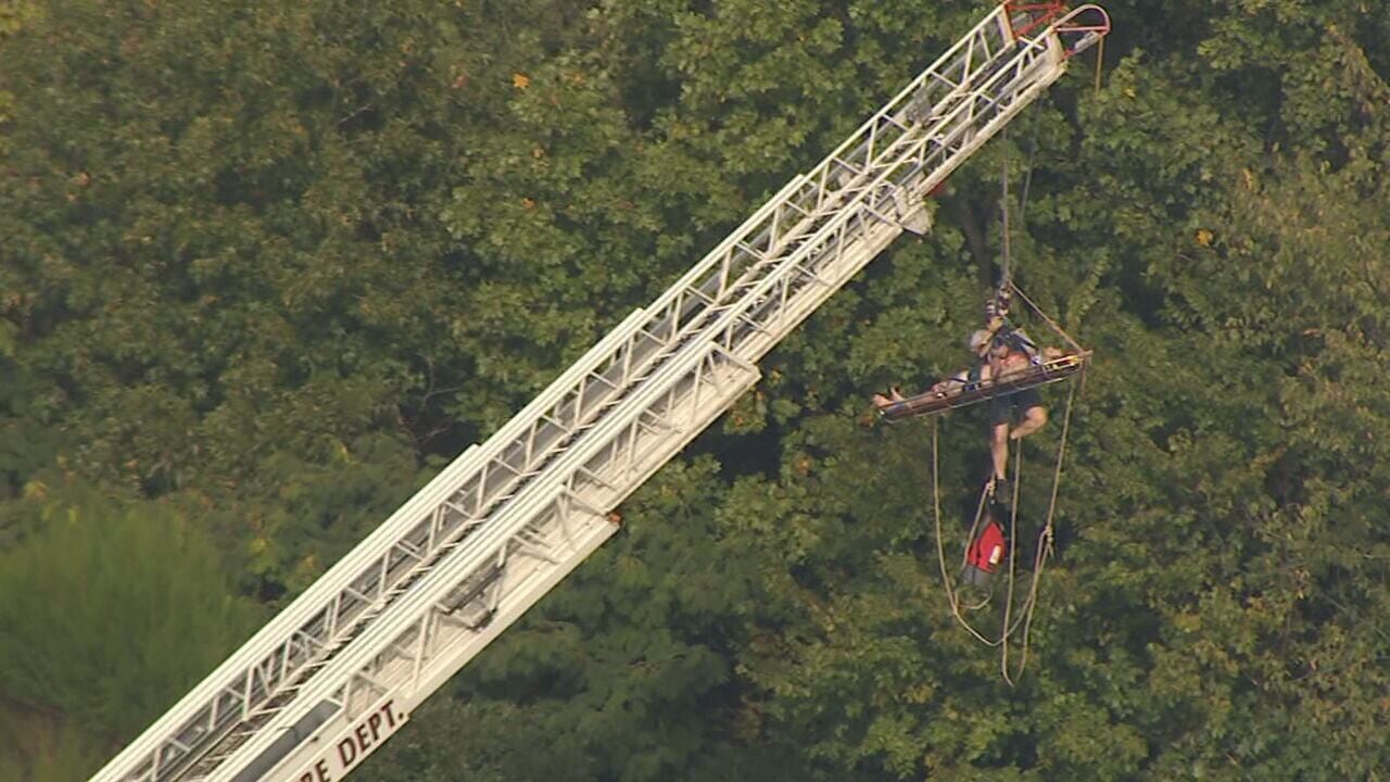Crews rescue person from embankment in north Charlotte