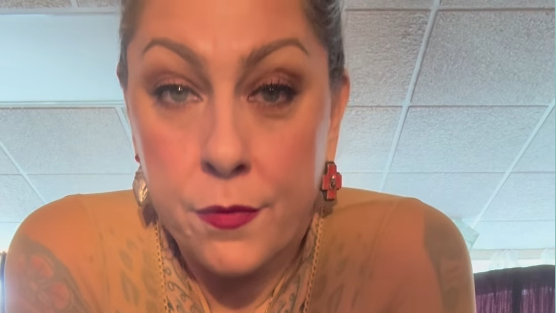 American Pickers’ Danielle Colby gives fans a peepshow as she struts in a sheer thong bodysuit and lucite heels