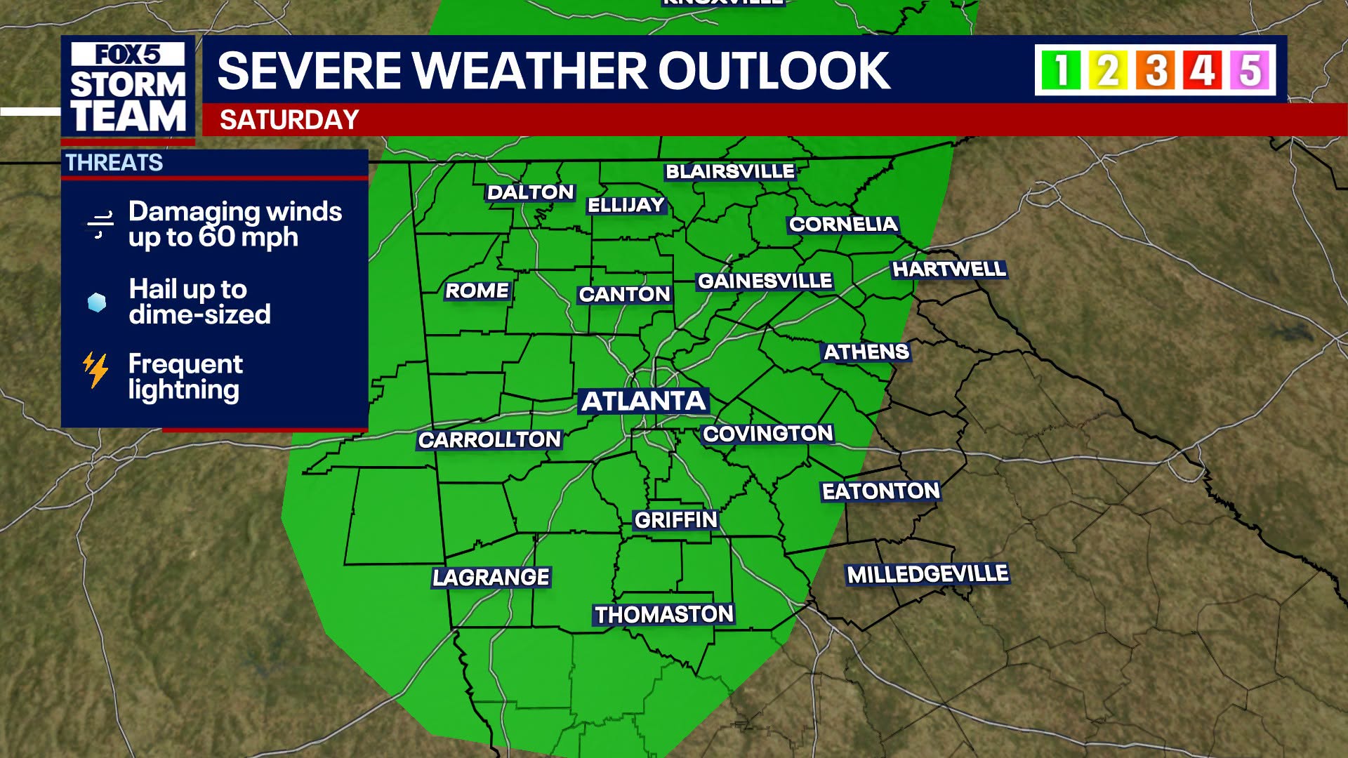 Severe thunderstorm warnings issued across North Georgia counties