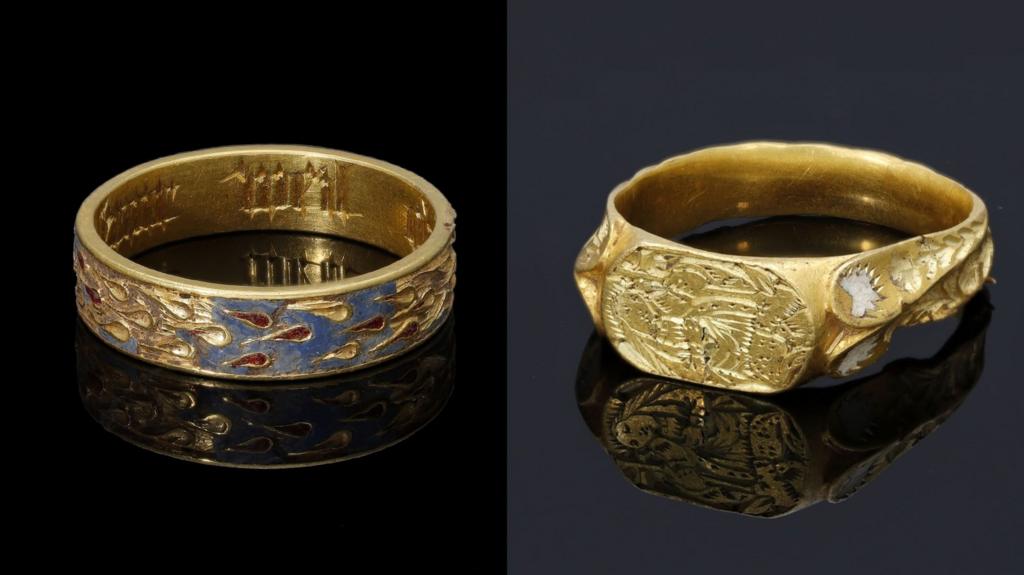 Medieval rings uncovered in fields to be auctioned