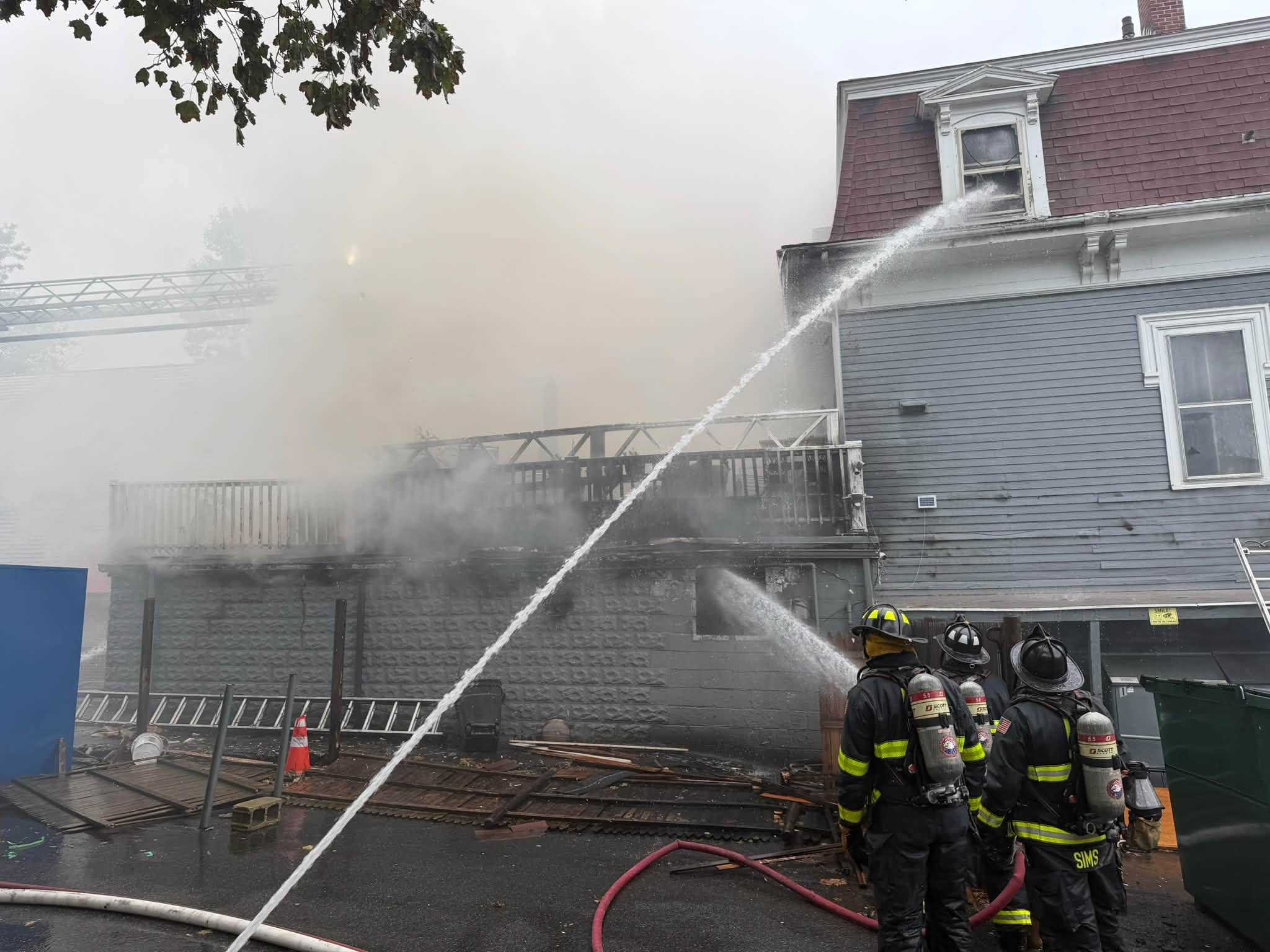 Crews battle large 3-alarm fire at Rockport business, town water supply affected