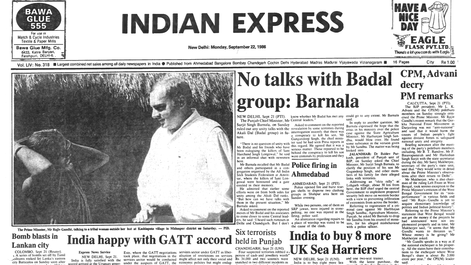40 years ago September 22, 1986: Barnala hits out at Badal group