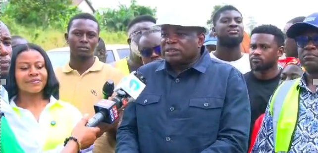 Agbodza inspects neglected Kwabenya-Berekuso-Kitase road, says funding not protests drives projects