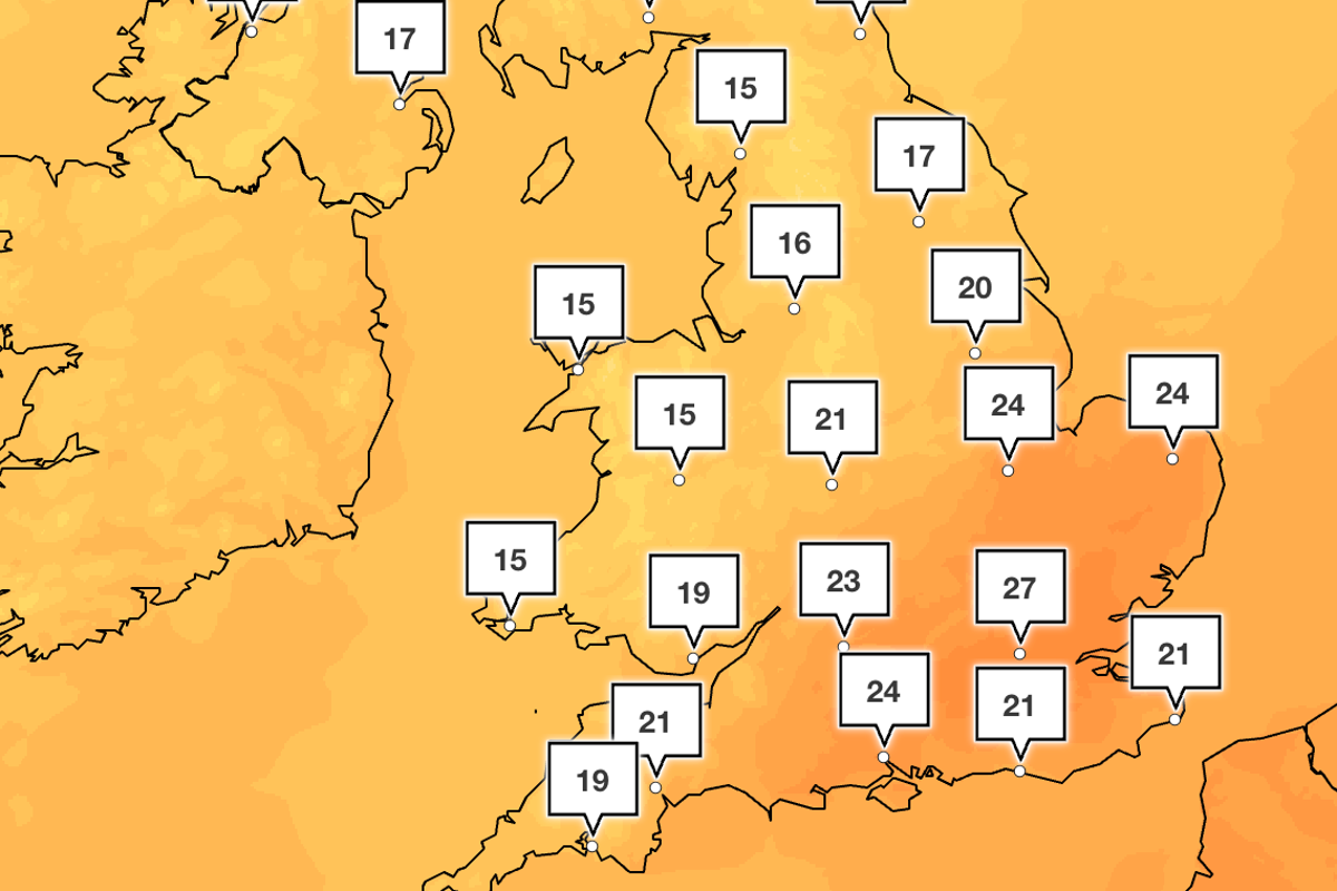 Weather mapped: Where temperatures could hit 27C in final blast of summer sun