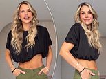 Vogue Williams, 40, shows off her washboard abs in a crop top just three weeks after giving birth to her fourth child