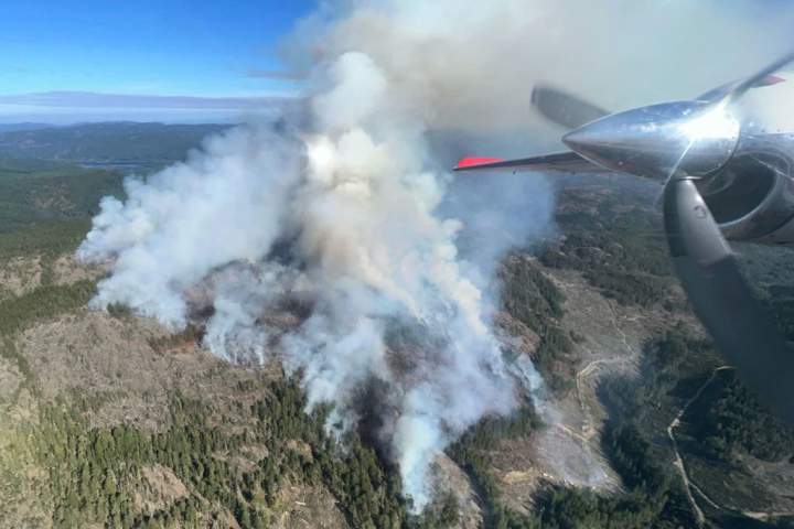 Mount Jack wildfire burning out of control on southern Vancouver Island