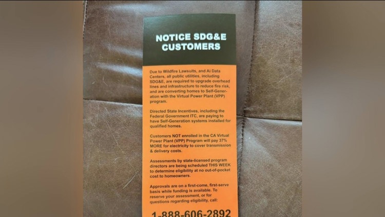 Misleading flyer warning of 37% SDG&E rate hike circulates in San Diego mailboxes