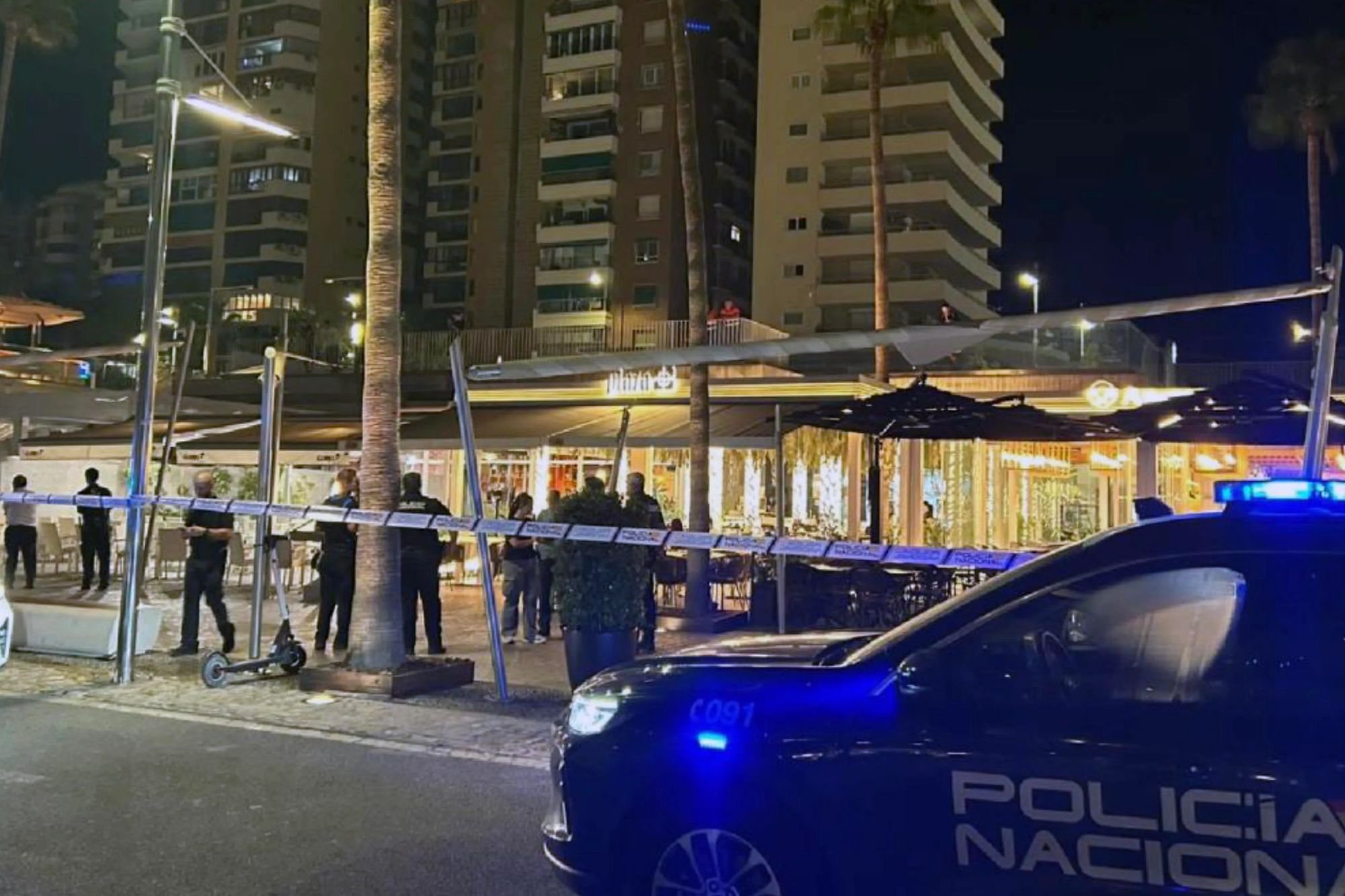 Diner shot in face at restaurant in Costa del Sol as panicked customers flee & police launch manhunt for two gunmen
