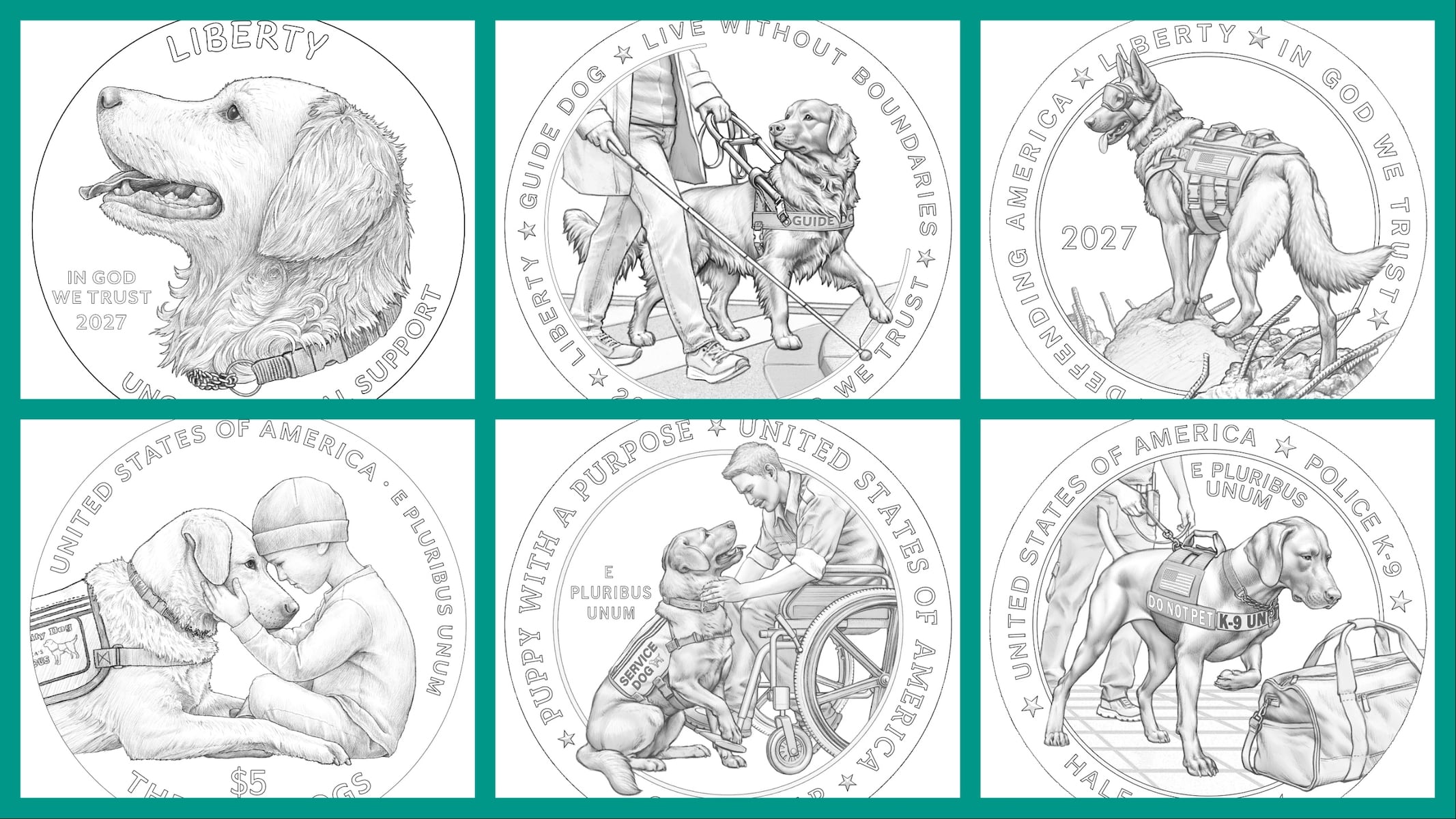U.S. Mint unveils coins honoring dogs in service, therapy and K-9 work