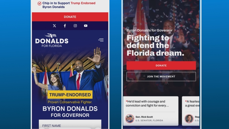 Byron Donalds removes prominent Trump references from campaign website