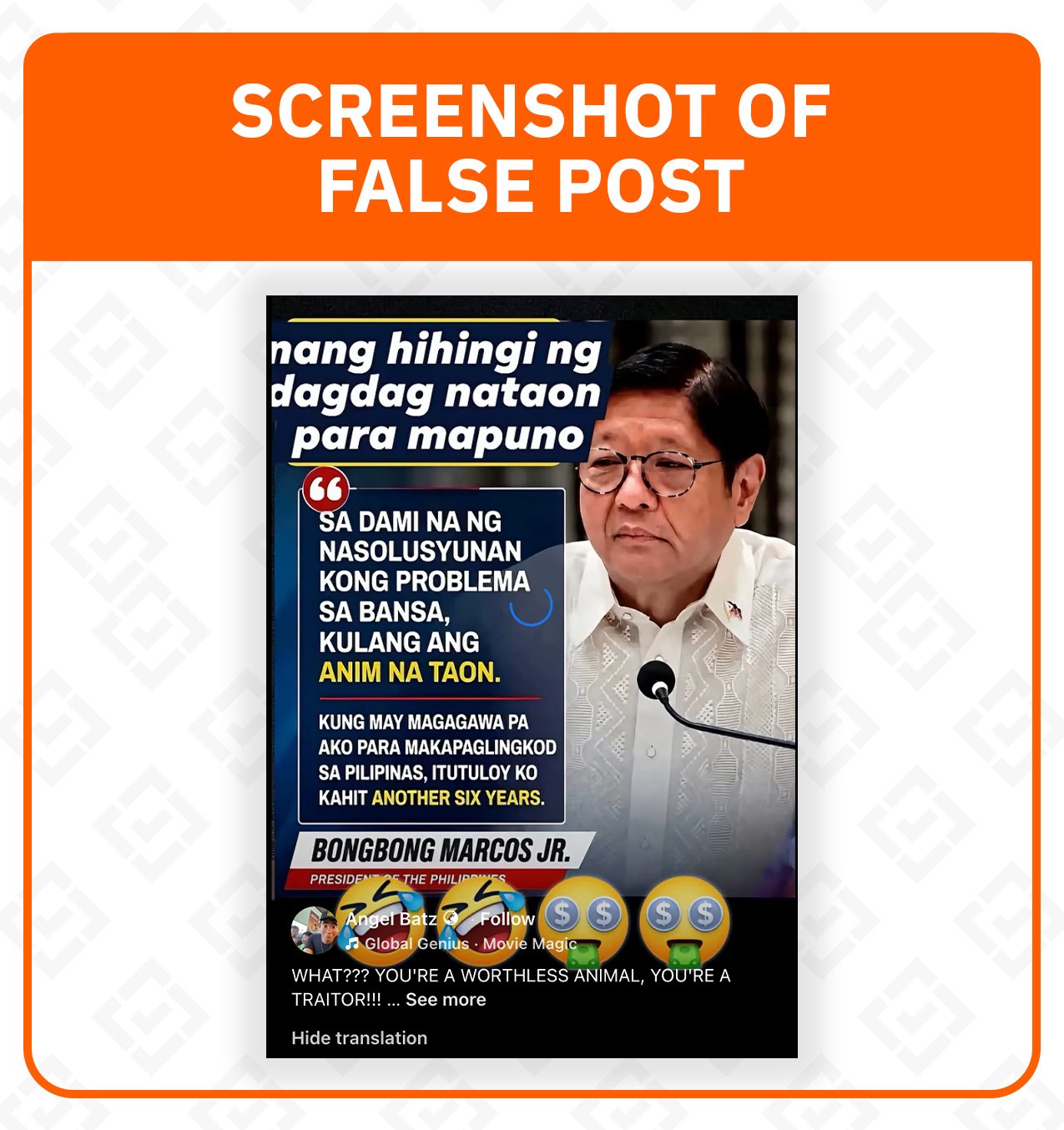 FACT CHECK: Marcos did not say he wants another 6-year presidential term