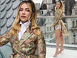 Florence Pugh commands attention in a kooky Dior blazer dress as she puts on a leggy display at East Of Eden photocall in London