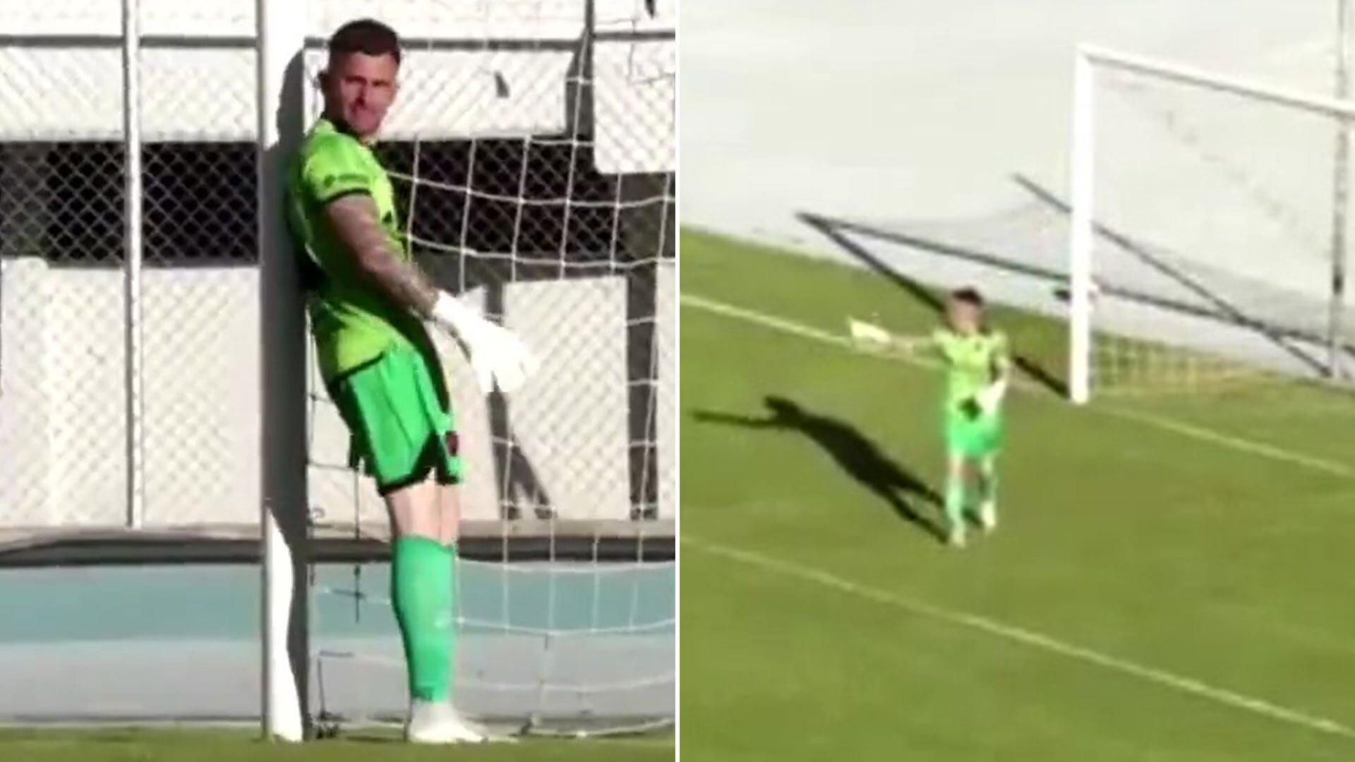 Watch goalkeeper refuse to save penalty after cup match delayed by 20 MINUTES in protest over shocking referee decision