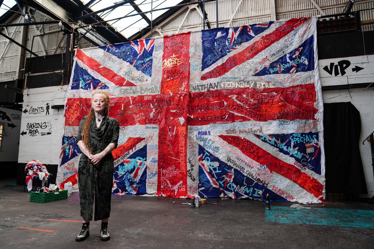 Artist creates ‘community’ Union flag from discarded lamppost protest banners