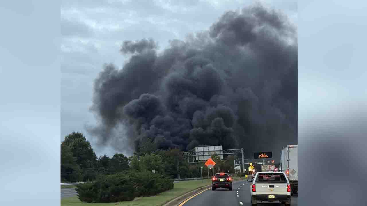Fire involving at least 20 golf carts sends heavy smoke into air at Brandywine repair shop
