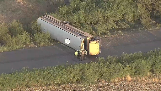 School bus rolls over in single-vehicle crash in Sanger