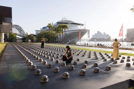 ‘It is not a political joke’: Ai Weiwei unveils 500 cast-iron combat helmets in Sydney