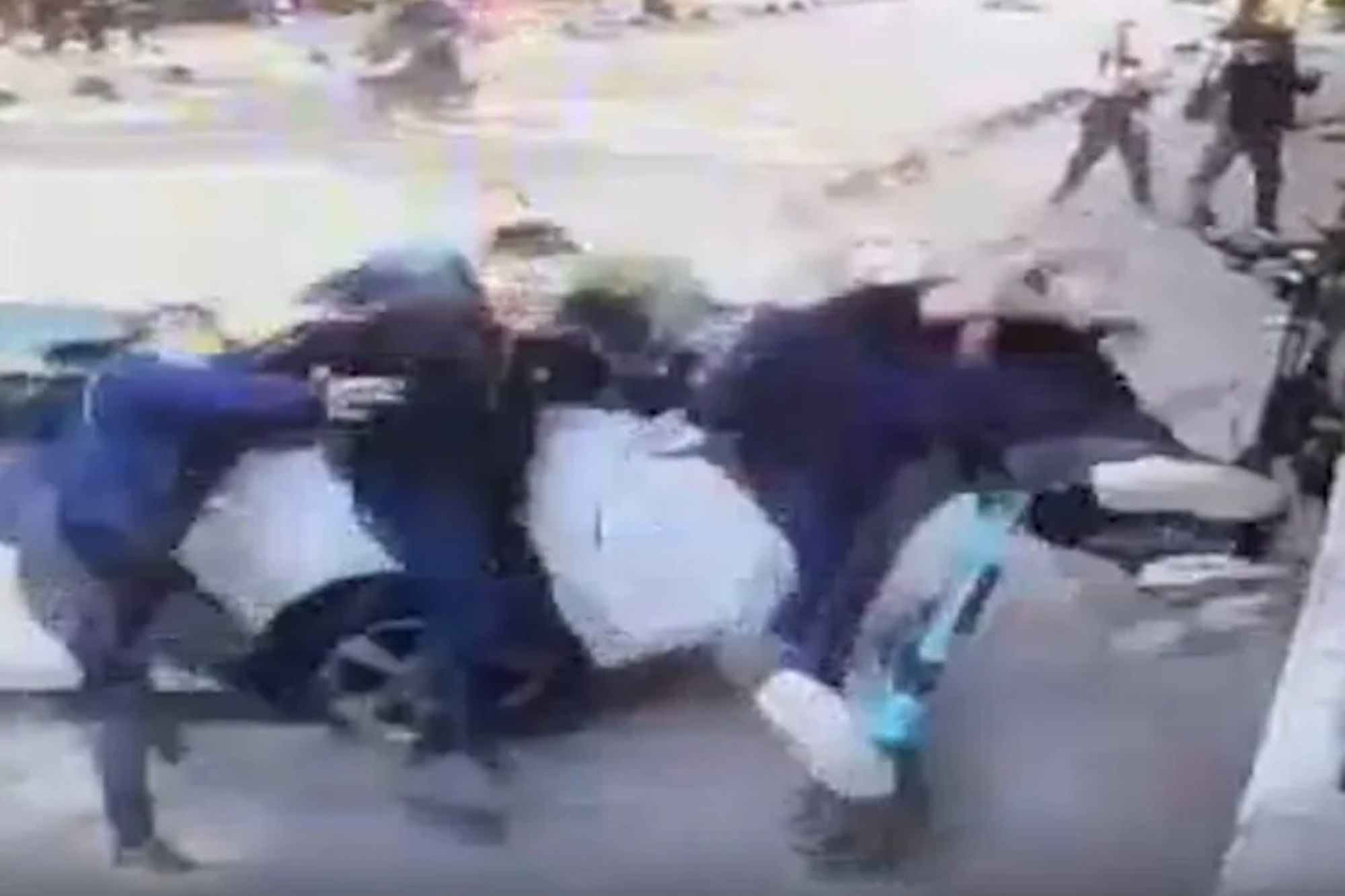 Terrifying moment out-of-control driver, 73, knocks teenagers down like skittles after ploughing onto pavement