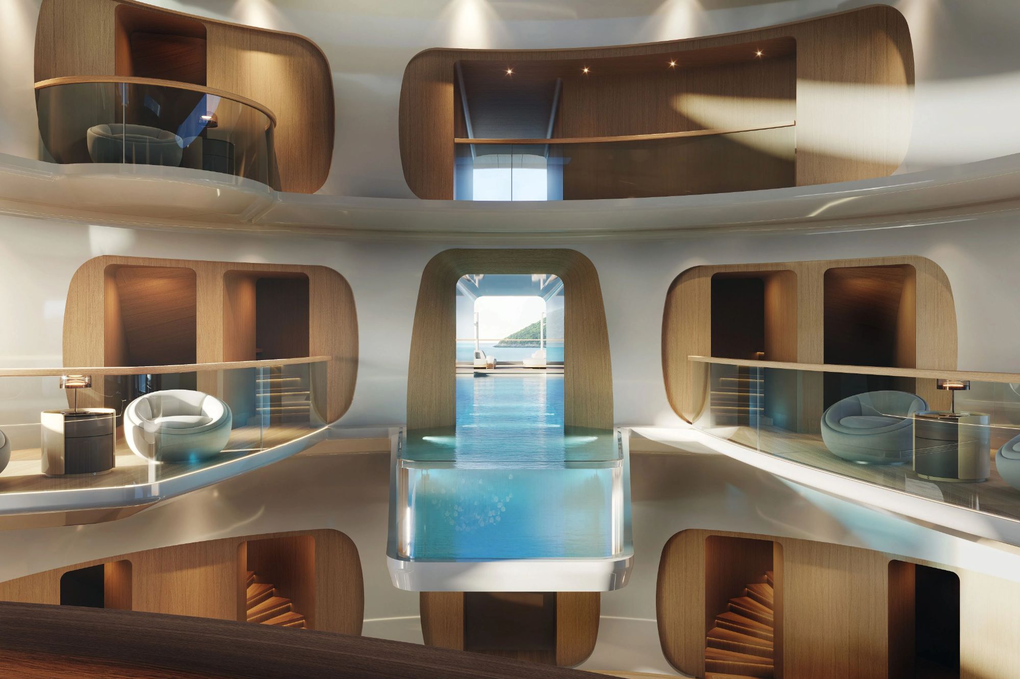 Incredible plan for 370ft ‘sci-fi’ superyacht with suspended glass-bottom infinity pool & spaceship-style command centre
