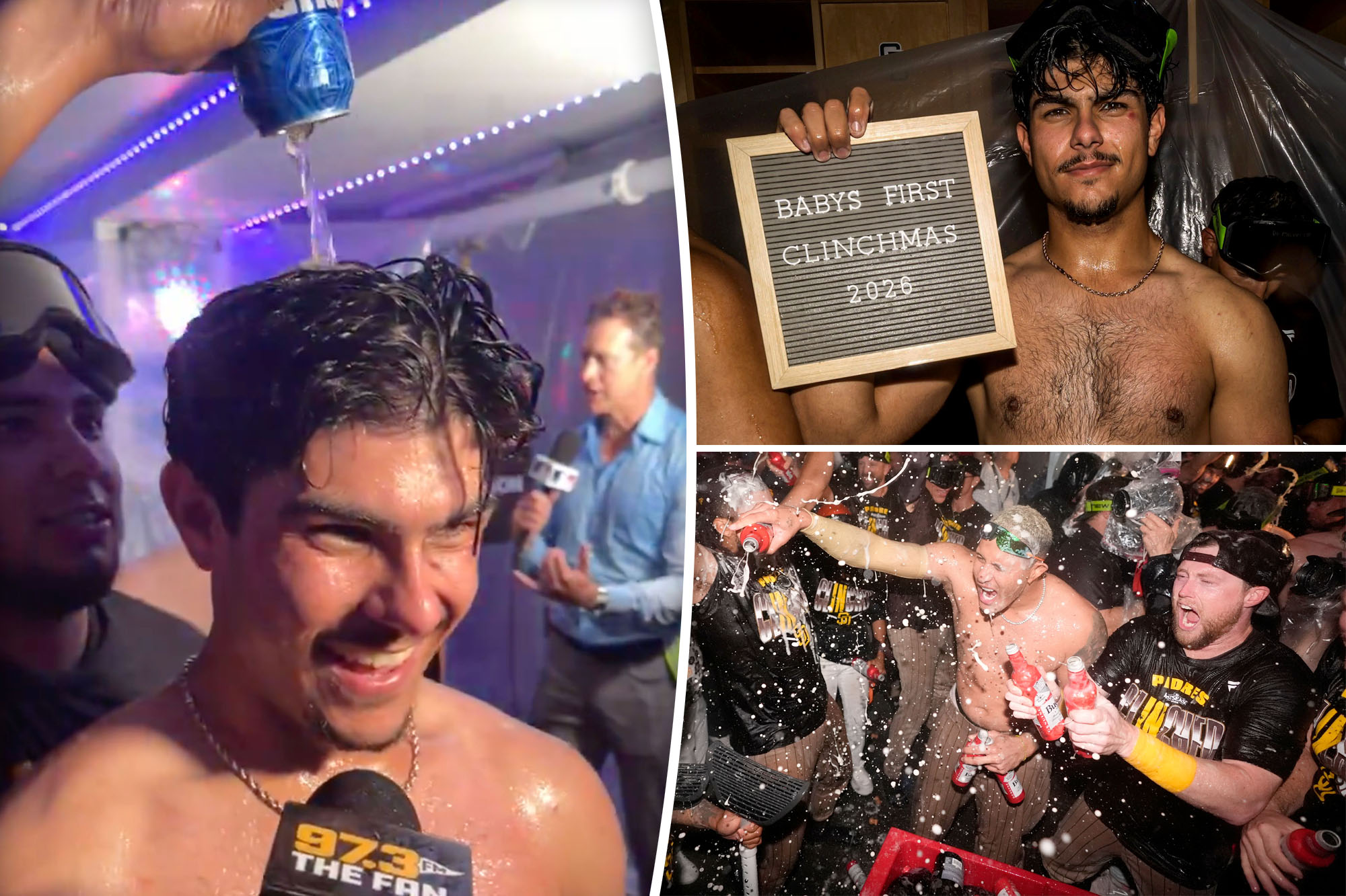 Underage San Diego Padres star soaked in alcohol by teammates after clinching playoff spot
