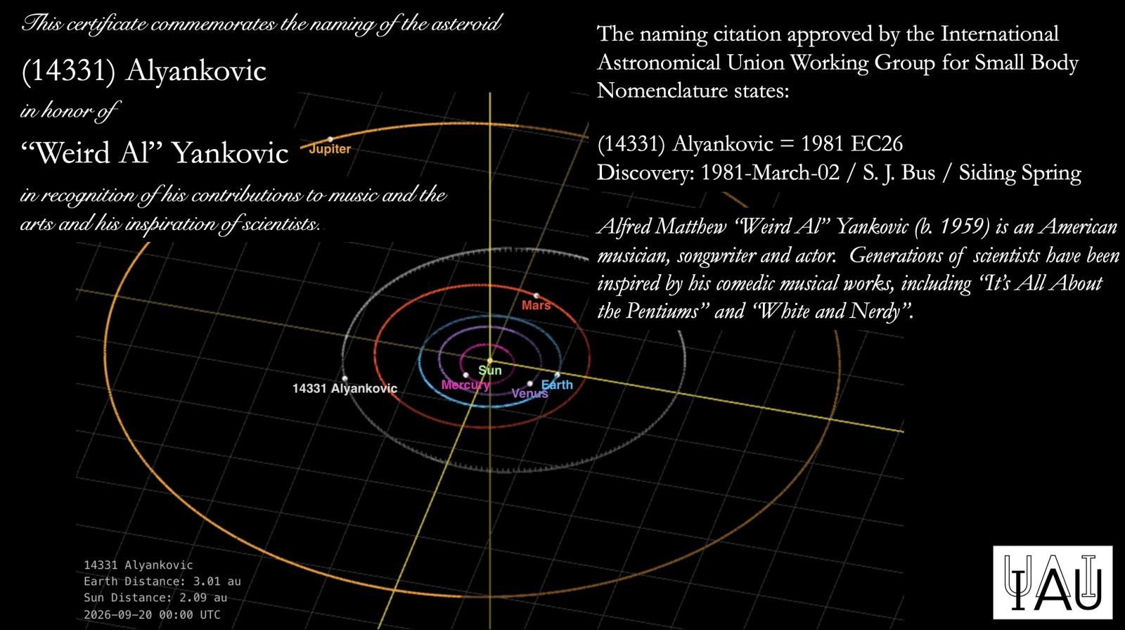 “Weird Al” Hopes New Asteroid Named in His Honor Doesn’t Bring on the Alpocalypse