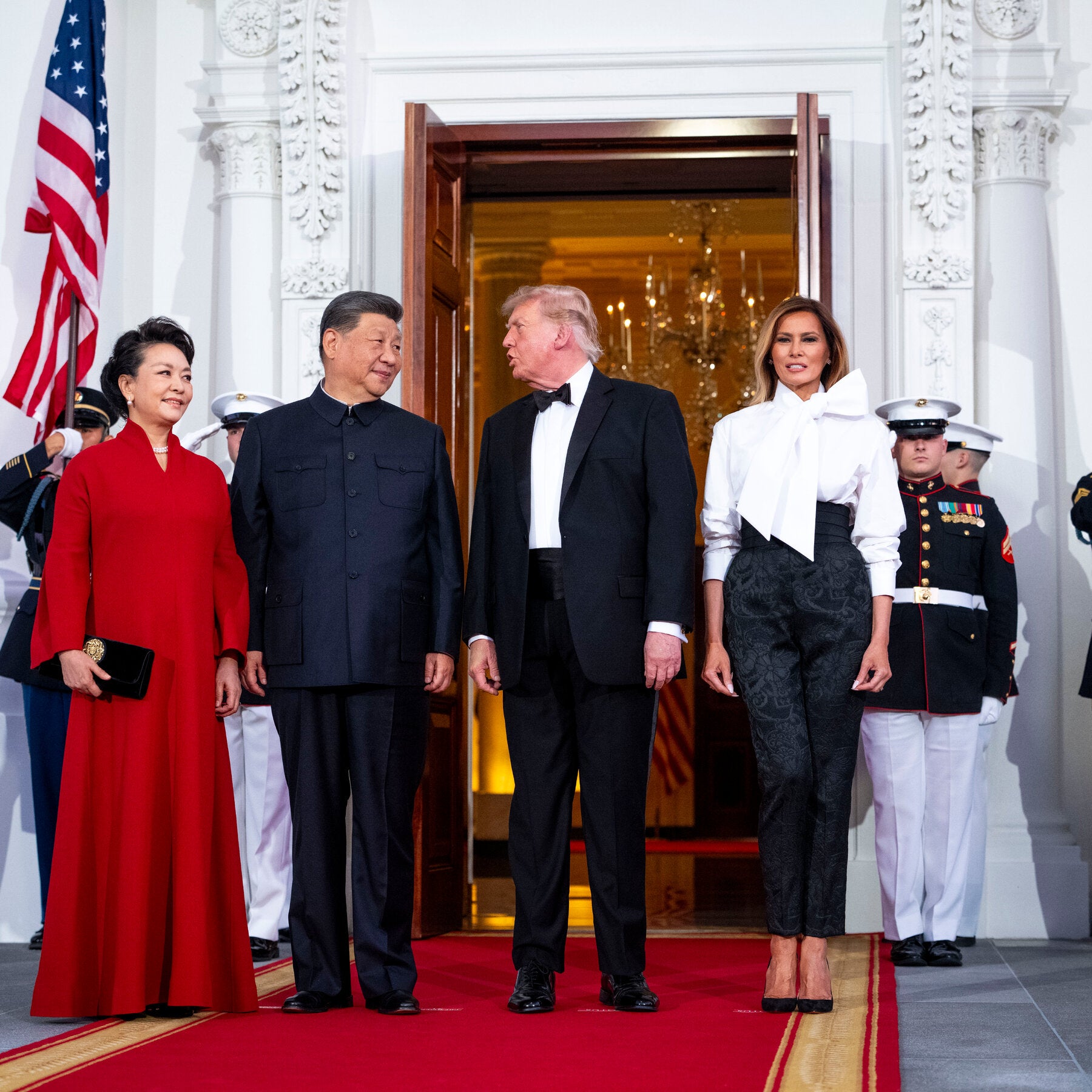At State Dinner for China’s Leader, Melania Trump Wears the Pants