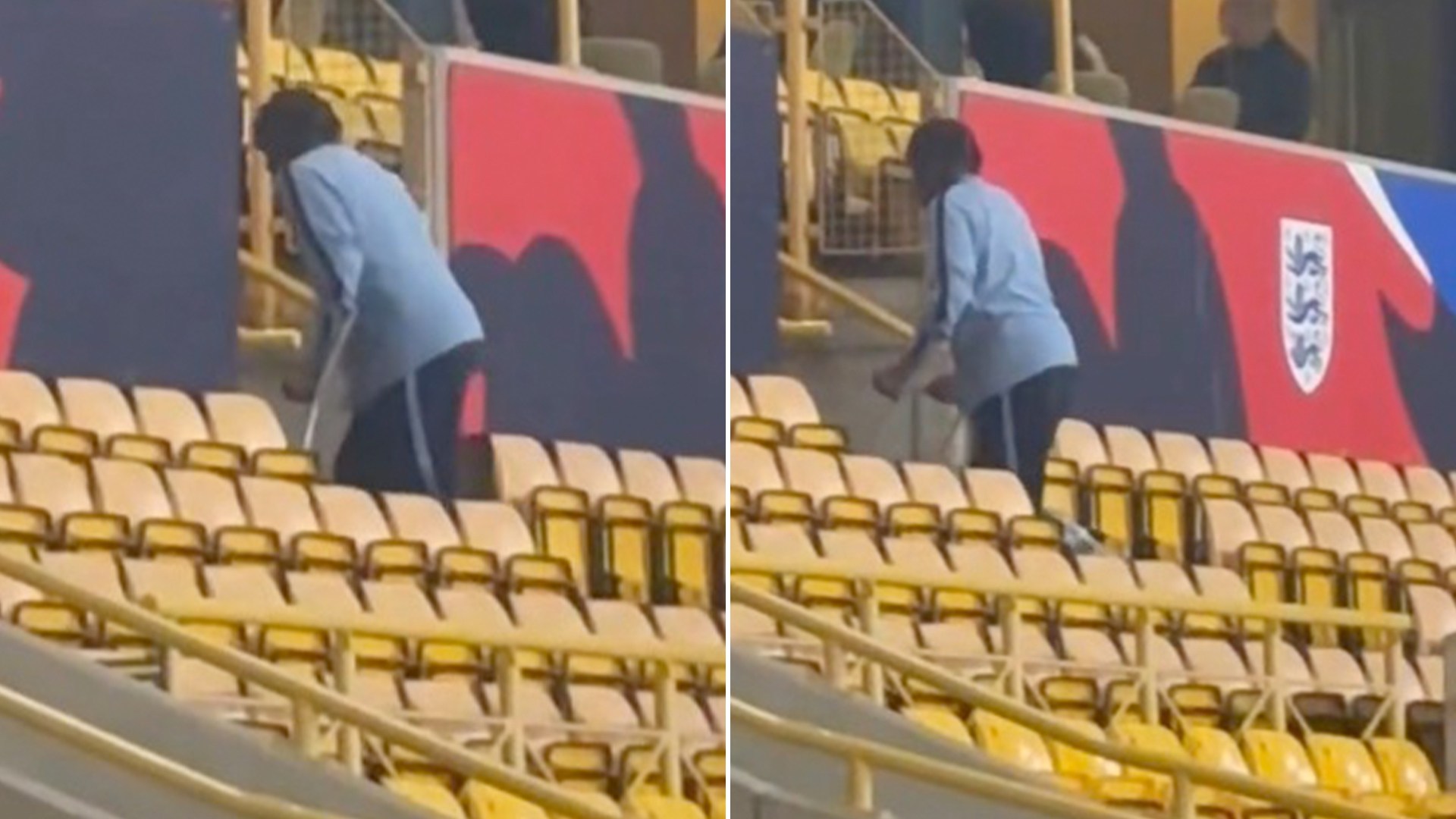 Chelsea star Jamie Gittens spotted on crutches after suffering injury for England U21s