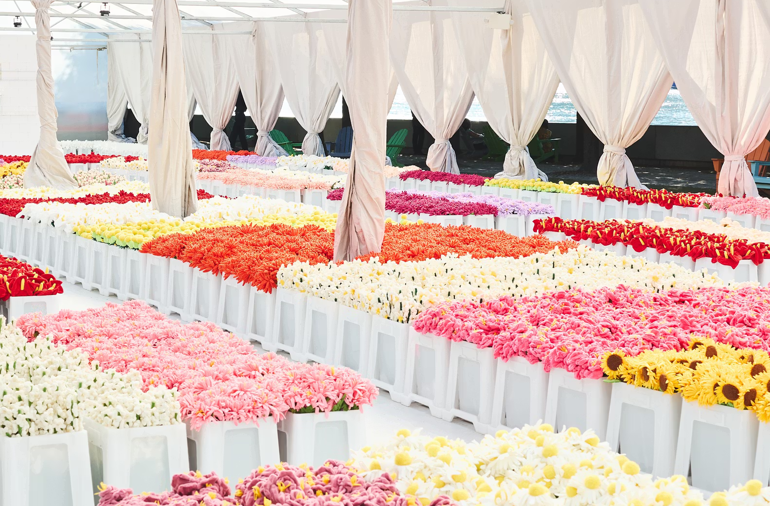 Fake plush flowers with impassioned following return to Rockefeller Center Plaza