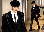 Jennifer Lopez channels Peaky Blinders as she sports baker boy hat and suit for Dolce & Gabbana's Milan Fashion Week show