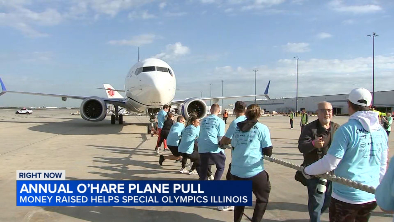 Teams compete in O'Hare plane-pulling event to raise funds for Special Olympics