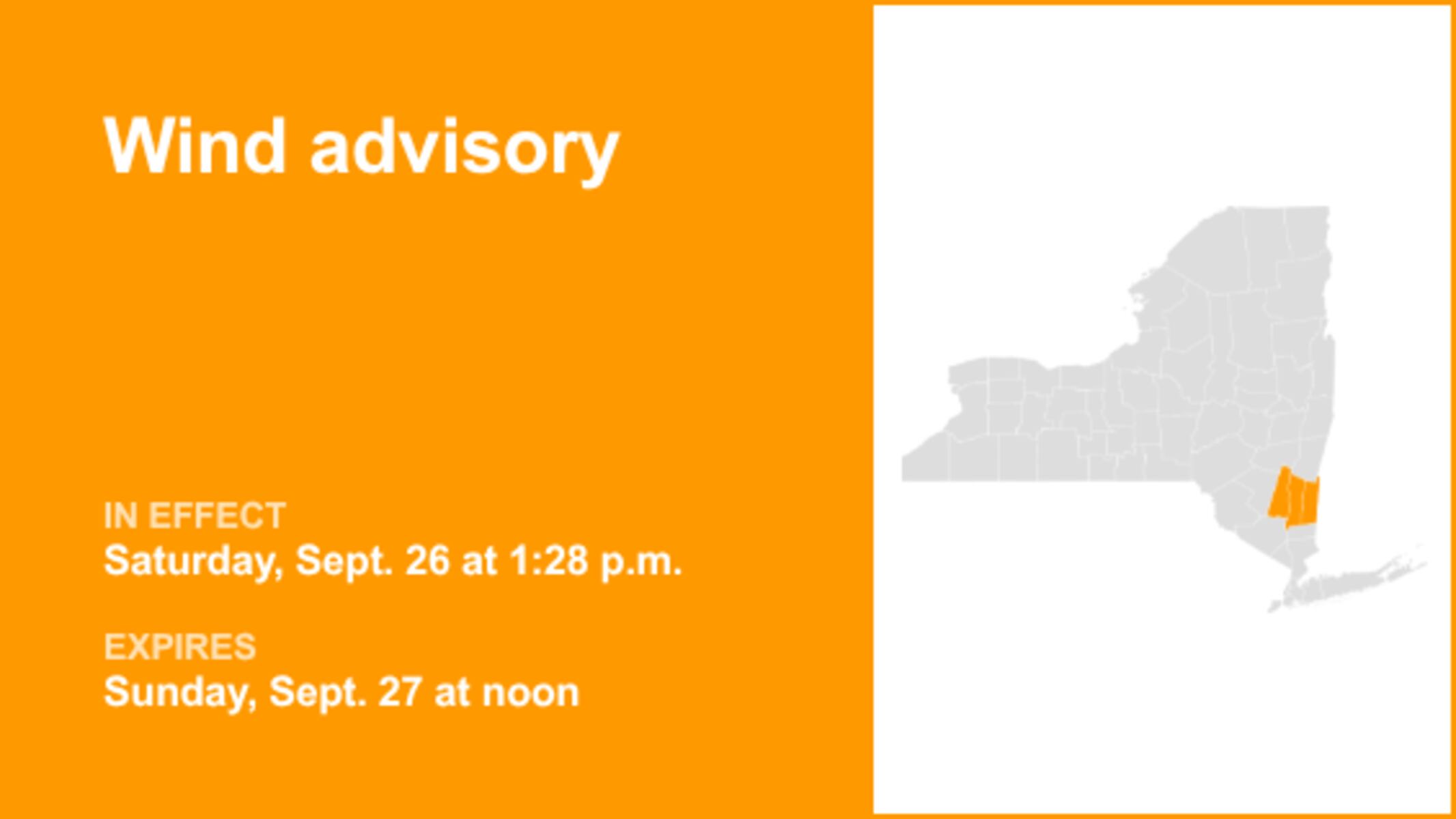 Wind advisory issued for Ulster and Dutchess counties until Sunday midday