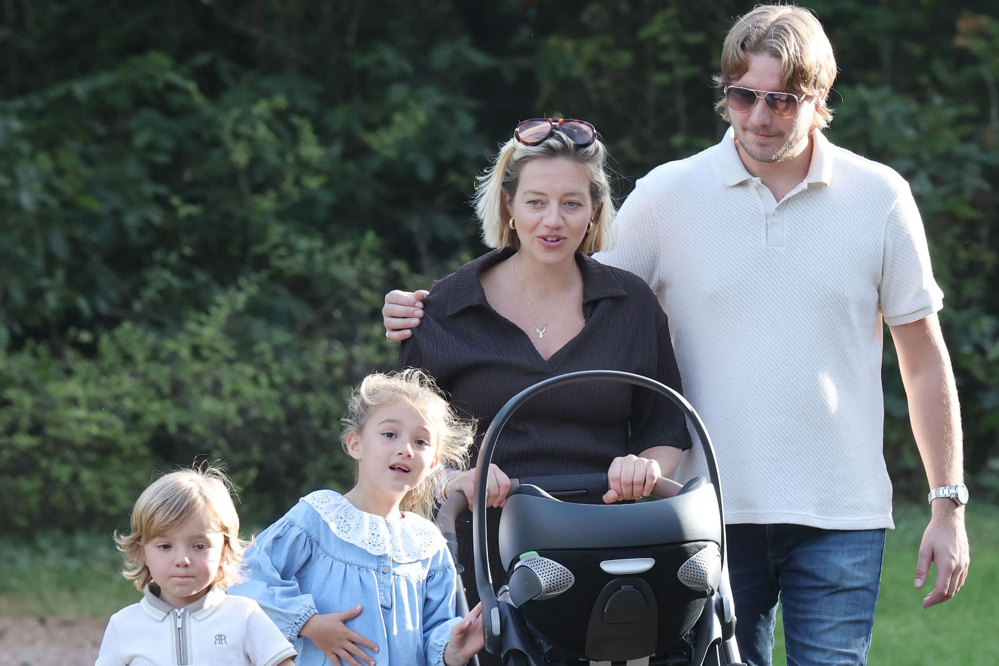 Kelsey Parker seen for the first time with newborn daughter River as she enjoys sweet family day out
