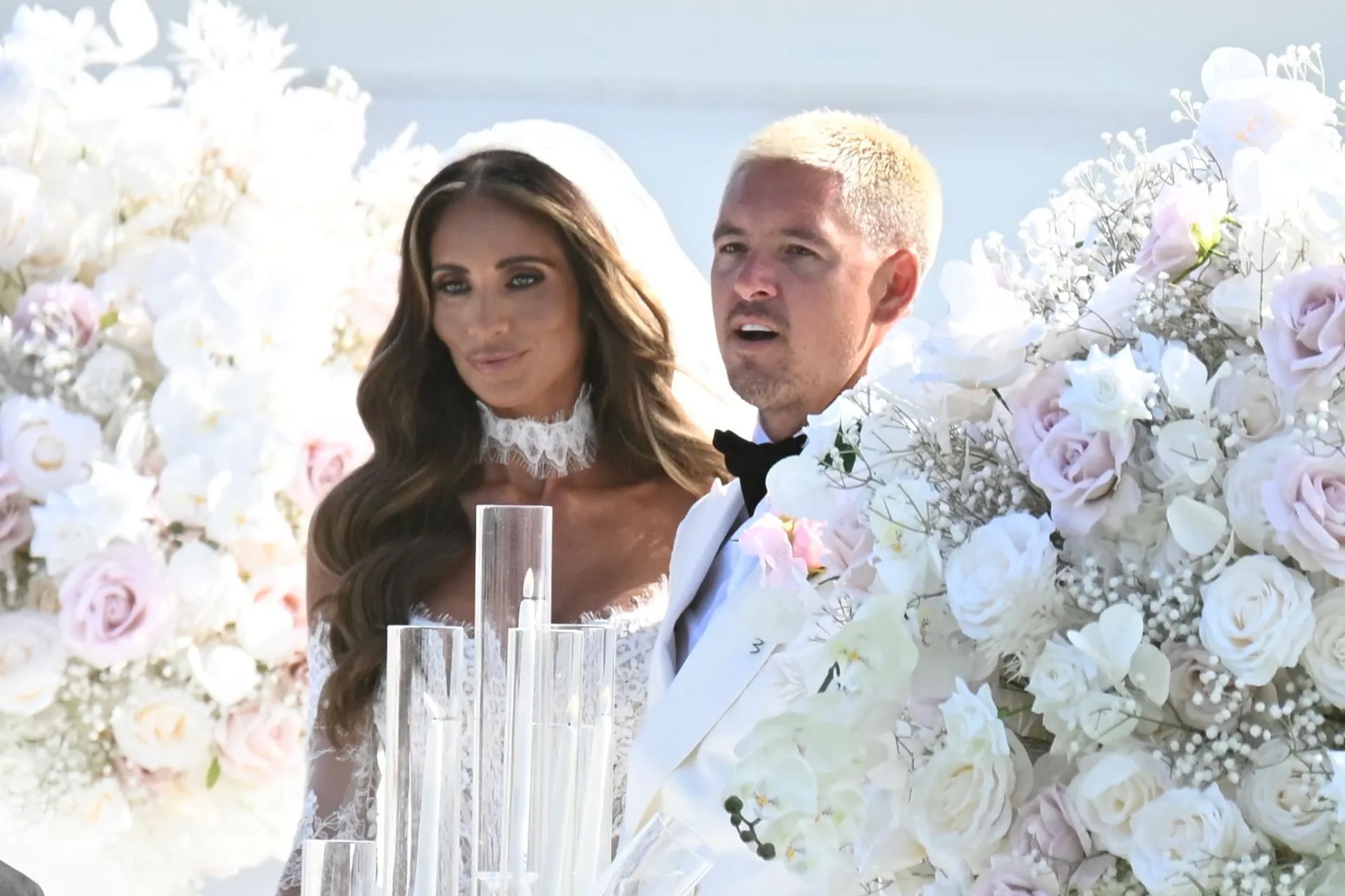 Amy Childs stuns in lace gown and flowing veil as she ties the knot to Billy Delbosq in lavish second Mallorca wedding