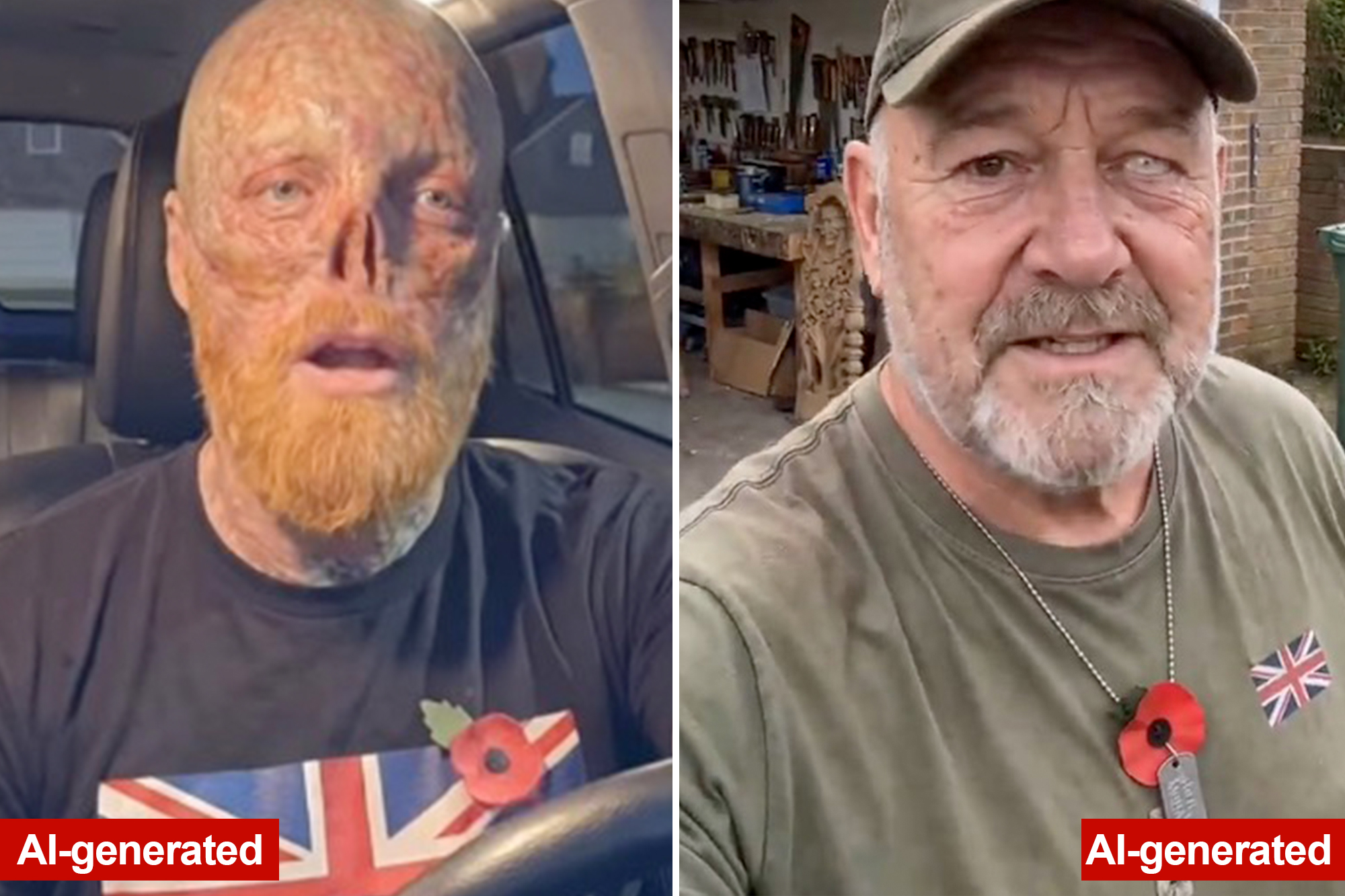 War-wounded military veterans peddling cheap patriotic merch are actually AI fakes out of China: report