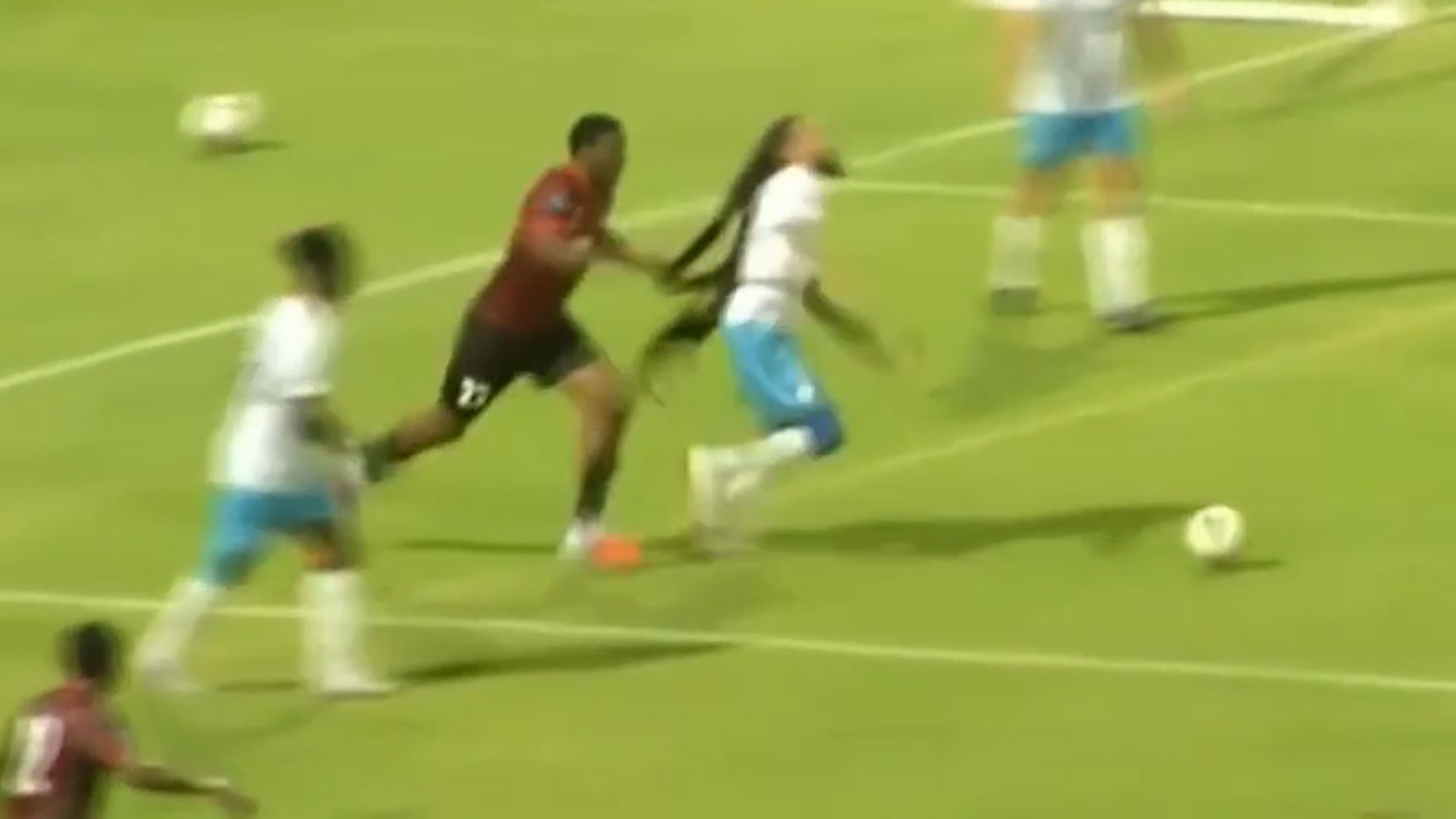 ‘Red card baiting at its finest’ – Fans stunned as star gets TWO players sent off for pulling hair down to his ANKLES