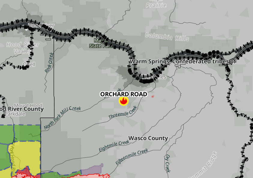 New wildfire sparks south of The Dalles on Orchard Road in Wasco County
