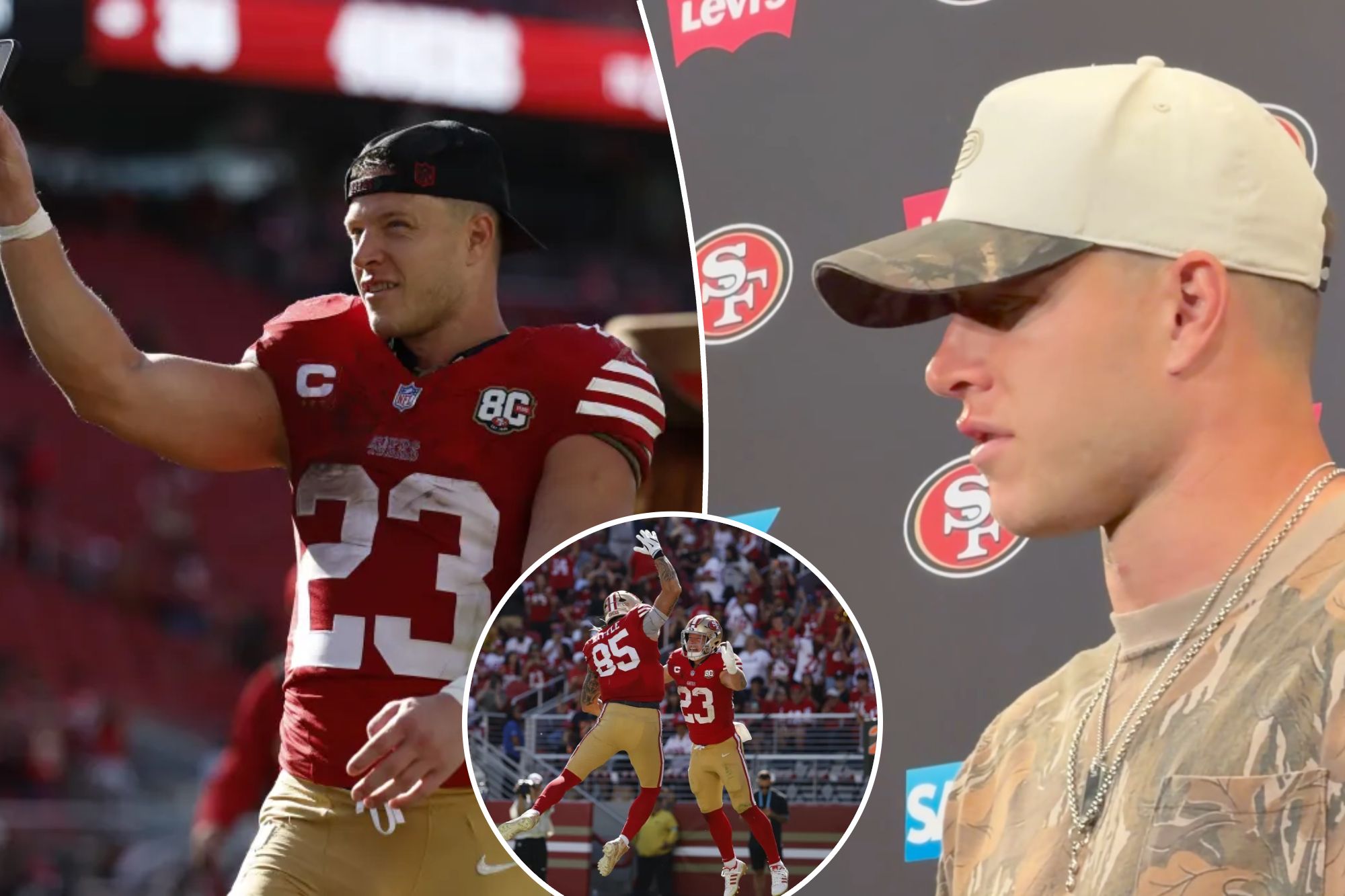 Christian McCaffrey sporting a busted lip after taking shot to face vs Cardinals