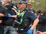Cops intervene as masked men rally in support of 'looksmaxxer' Clavicular in Melbourne after he was charged with rape