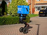 Your next parcel could be delivered by a two-legged robot: Evri starts using bots that can zip along at 4mph - and can even walk up stairs