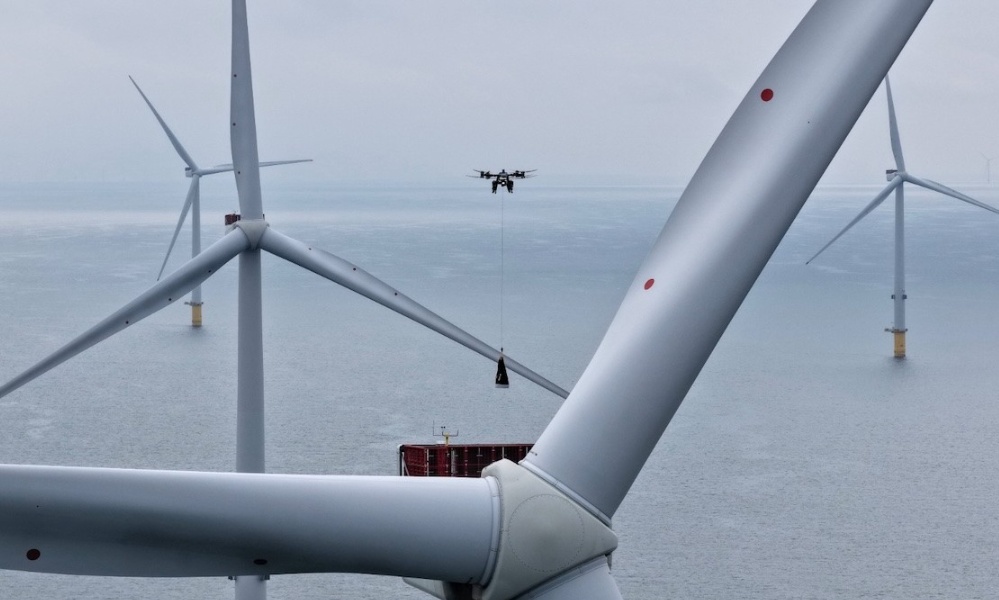 Heavy-lift drones move nine tonnes during offshore wind campaign