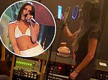 Victoria Beckham teases collaboration with her son Cruz as she gets behind the mic during recording studio session